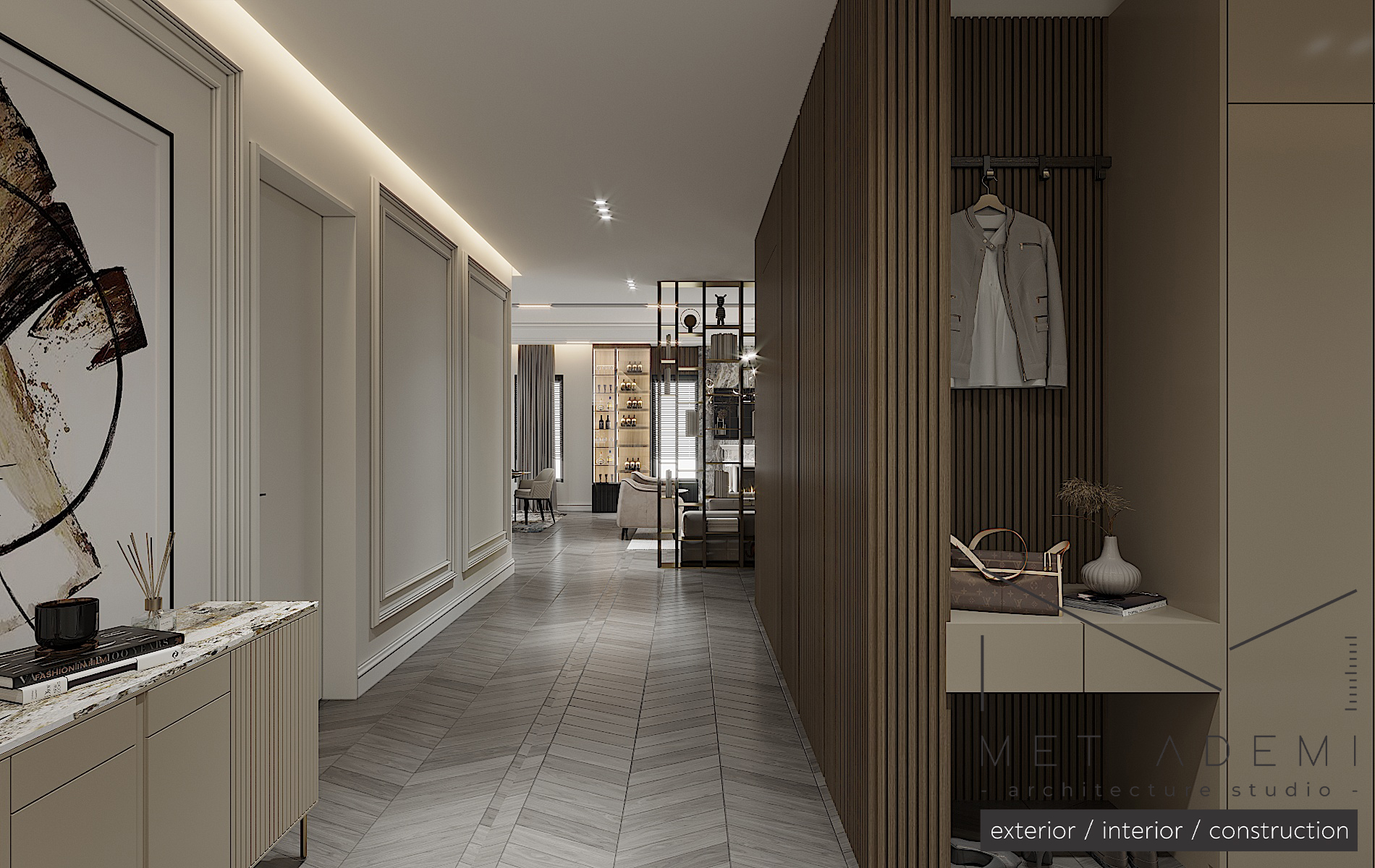 Corridor Design, Living Room and Kitchen