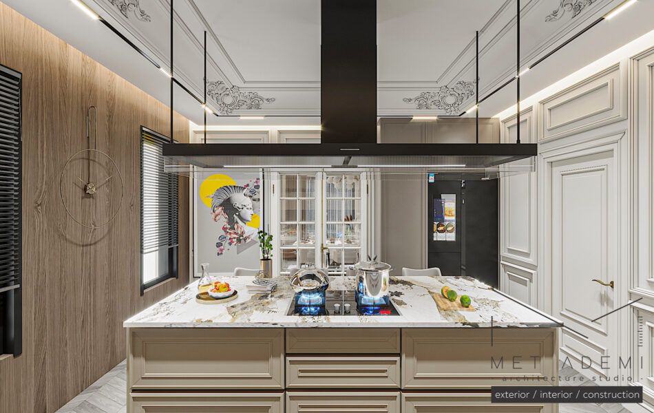 Lighting and Living Room with Kitchen